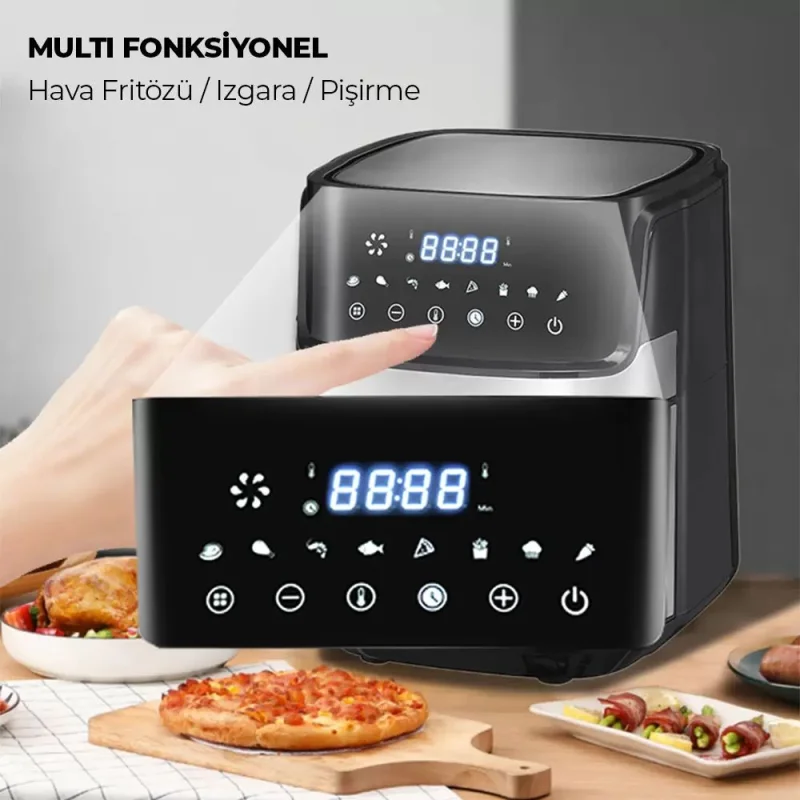 Kings 6 Litre XXL Şeffaf Air Fryer Sıcak Hava Fritözü